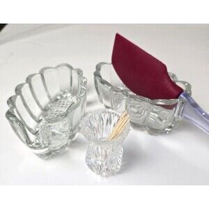 Vintage Princess House Crystal Toothpick & Spoon Rest Kitchen Tools Lot of 3